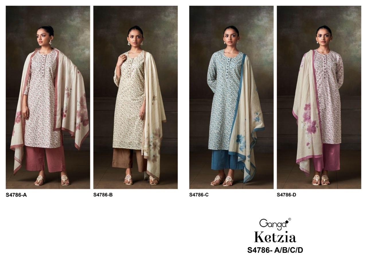 Ketzia S4786 Ganga Cotton Pant Style Suits Wholesaler Gujarat