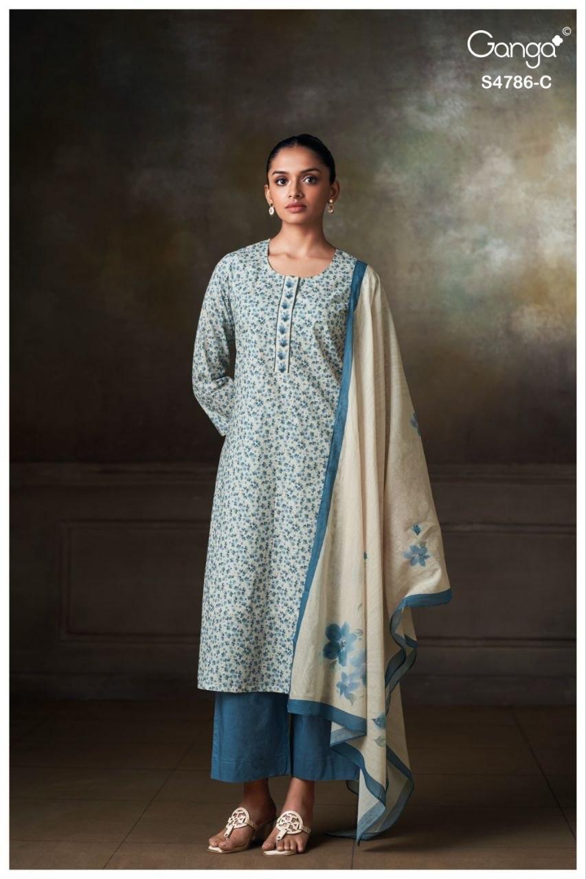 Ketzia S4786 Ganga Cotton Pant Style Suits Wholesaler Gujarat