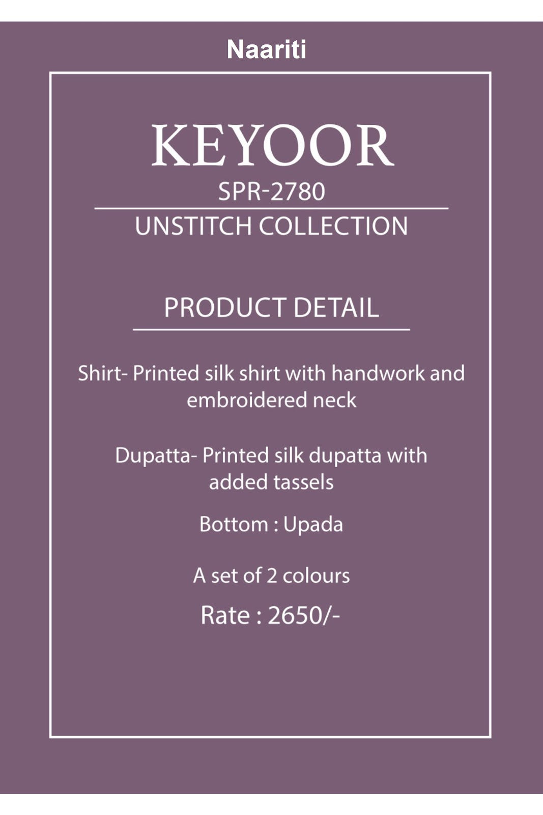 Keyoor 2780 Naariti Silk Pant Style Suits Manufacturer India