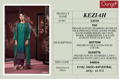 Keziah 3939 Ganga Premium Bemberg Plazzo Style Suits Wholesale Rate