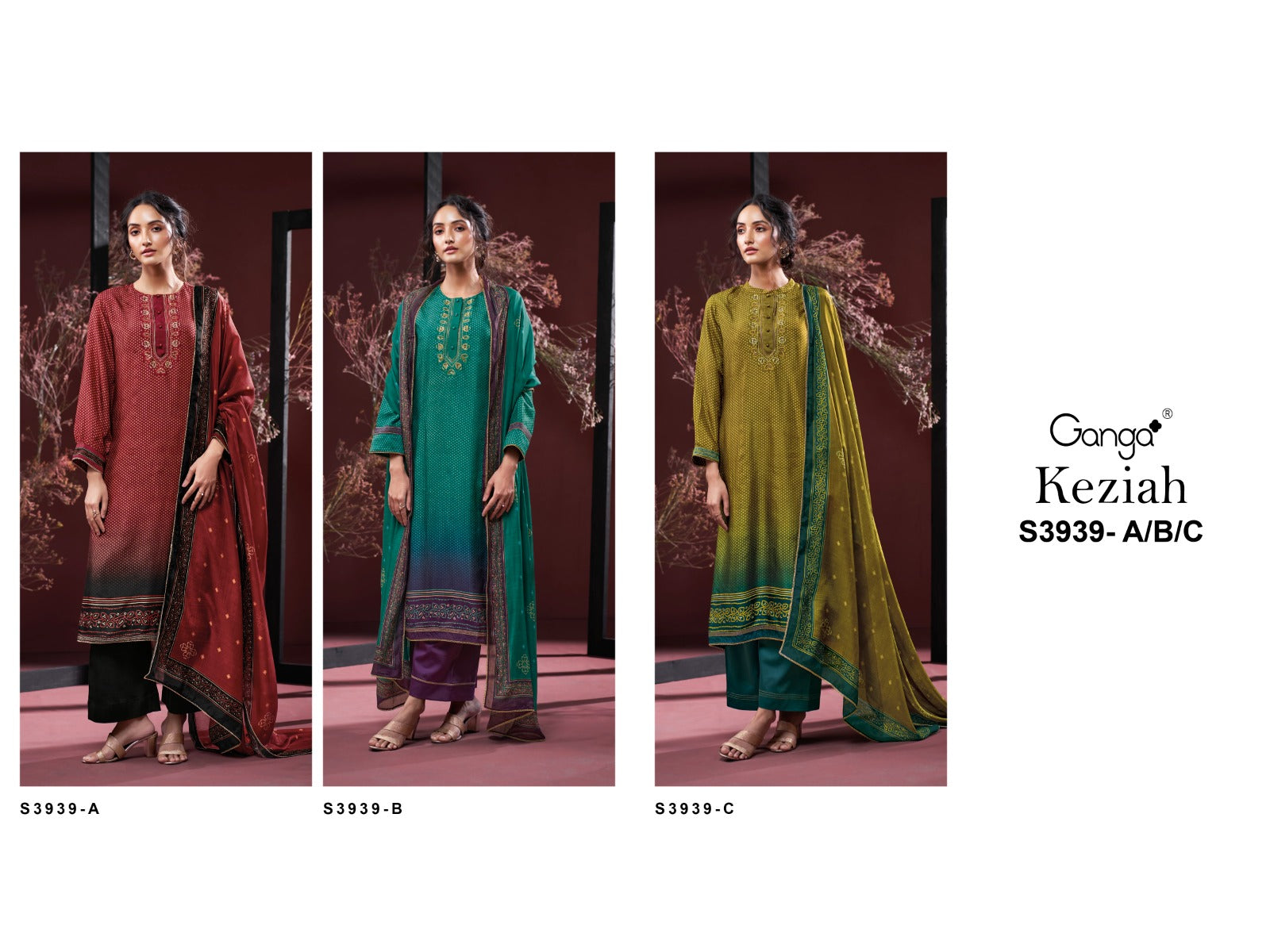Keziah 3939 Ganga Premium Bemberg Plazzo Style Suits Wholesale Rate