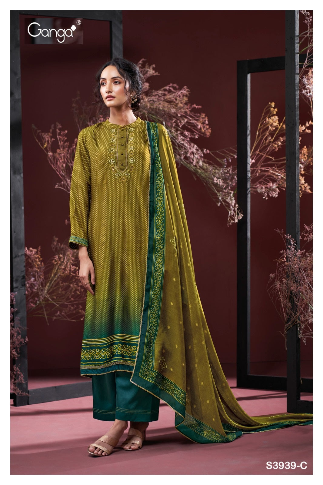 Keziah 3939 Ganga Premium Bemberg Plazzo Style Suits Wholesale Rate