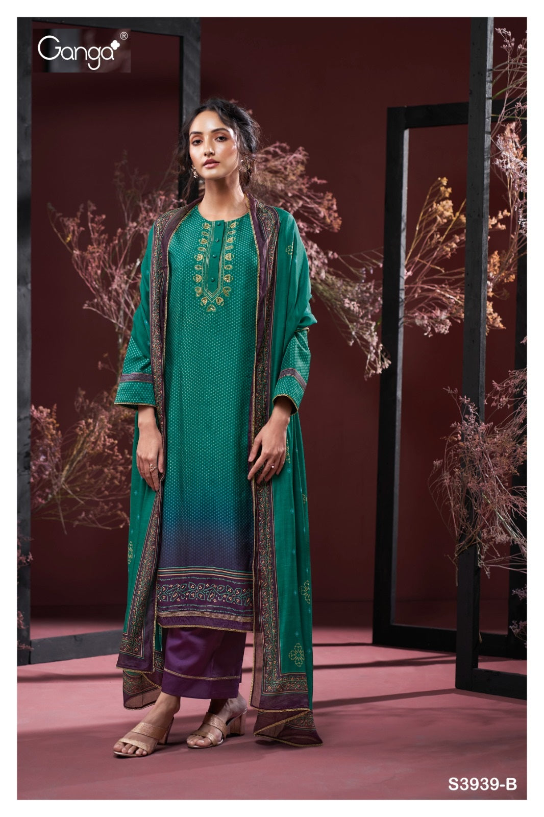 Keziah 3939 Ganga Premium Bemberg Plazzo Style Suits Wholesale Rate