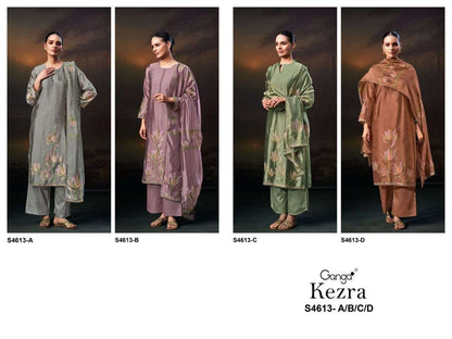 Kezra S4613 Ganga Woven Silk Pant Style Suits Wholesaler Gujarat