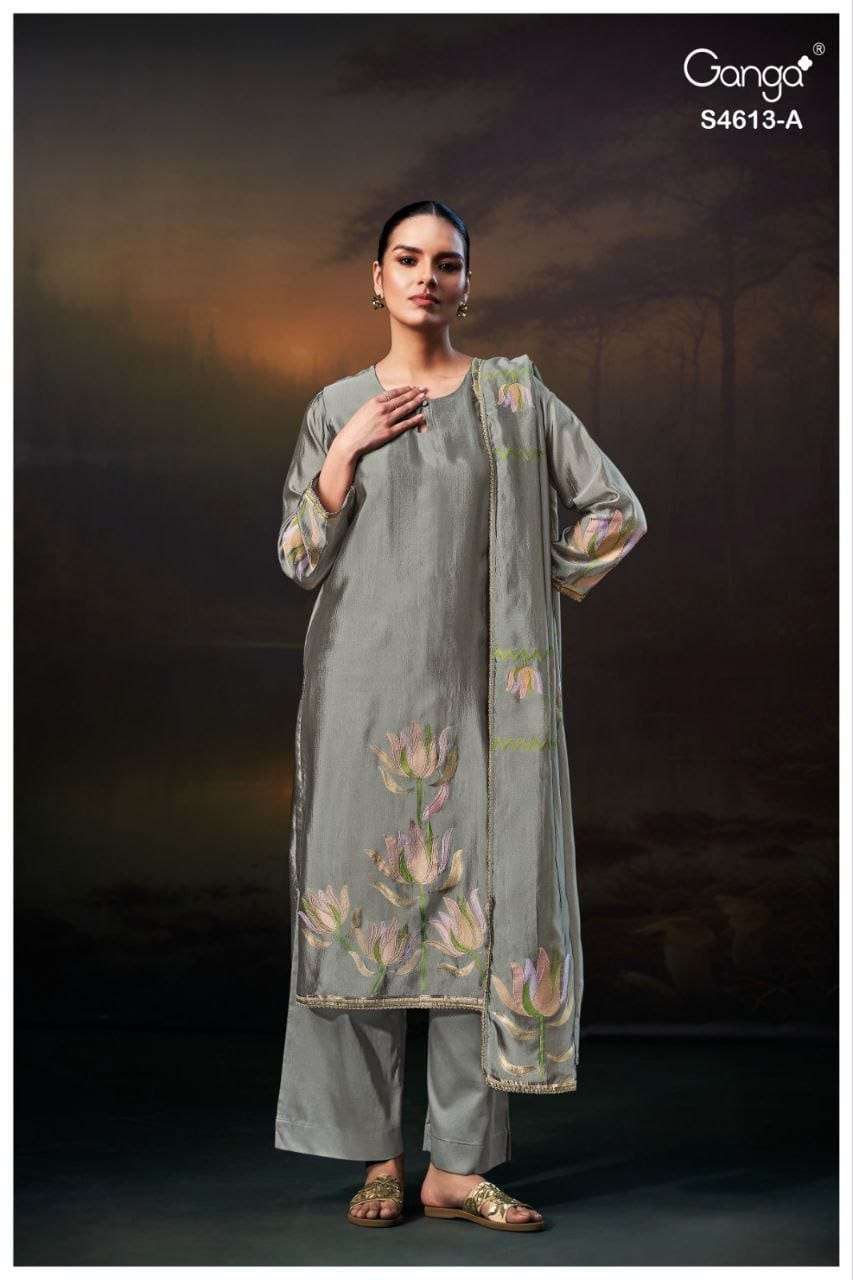Kezra S4613 Ganga Woven Silk Pant Style Suits Wholesaler Gujarat