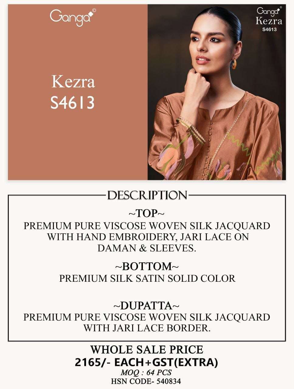 Kezra S4613 Ganga Woven Silk Pant Style Suits Wholesaler Gujarat
