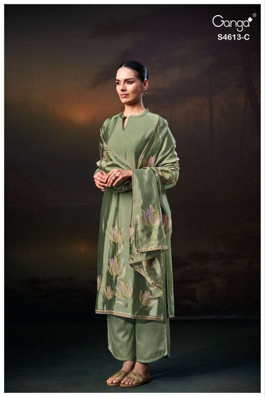 Kezra S4613 Ganga Woven Silk Pant Style Suits Wholesaler Gujarat