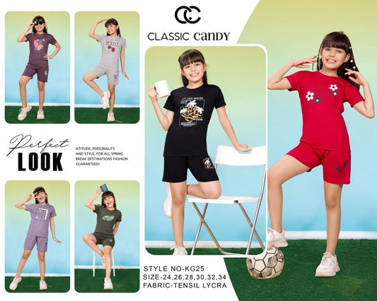 Kg 25 Classic Candy Tencil Lycra Girls Shorts Set Manufacturer Gujarat