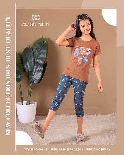 Kg 43 Classic Candy Hosiery Girls Capri Night Suits Wholesale Price