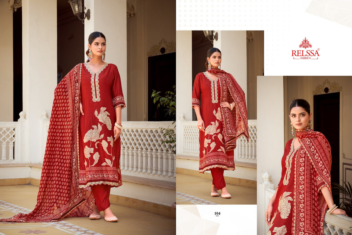 Khaas Relssa Fabrics Silkina Pant Style Suits Wholesaler India