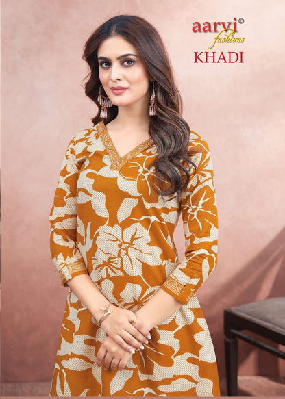 Khadi Vol 1 Aarvi Fashions Cotton Kurti Pant Set Exporter Ahmedabad