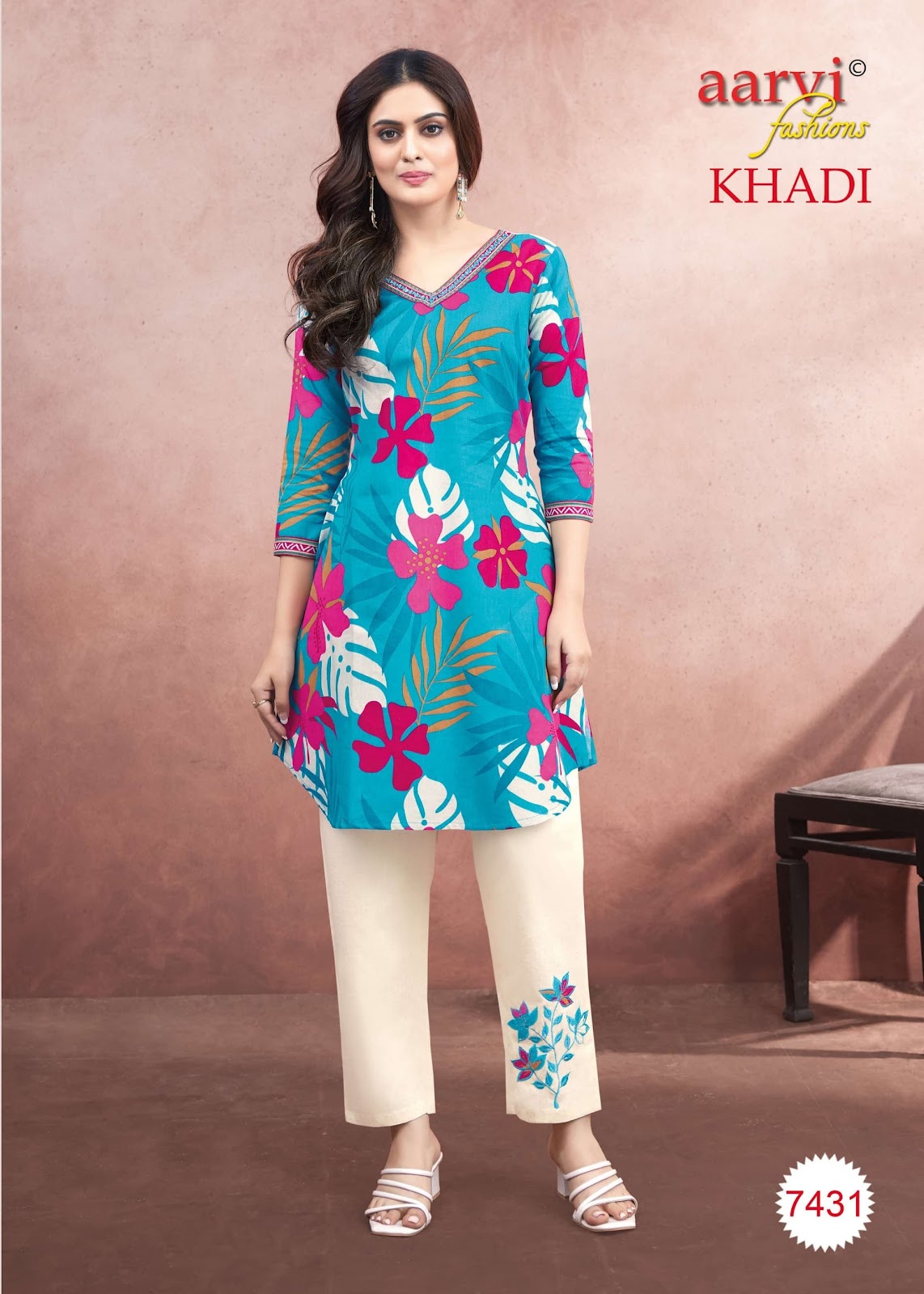 Khadi Vol 1 Aarvi Fashions Cotton Kurti Pant Set Exporter Ahmedabad
