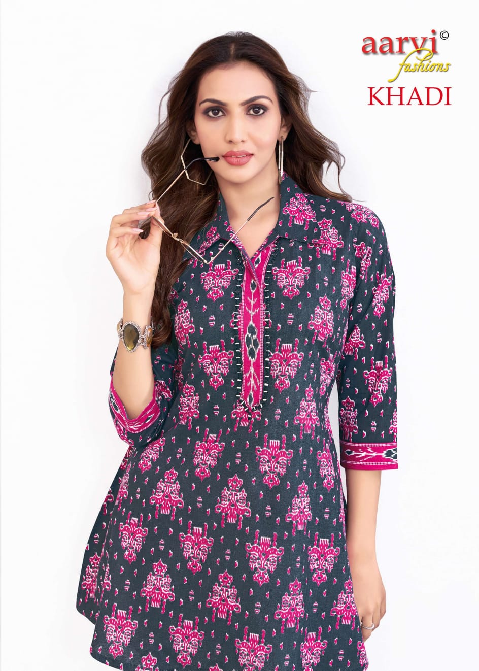 Khadi Vol 2 Aarvi Fashions Cotton Kurti Pant Set Supplier Ahmedabad