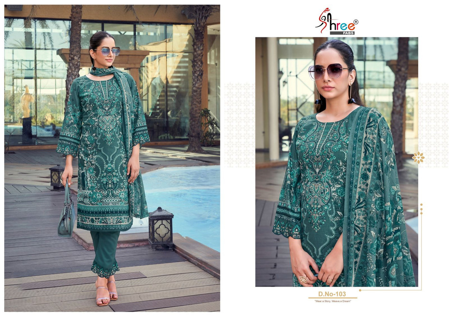 Khadiza Premium Lawn Collection Shree Fabs Cotton Pakistani Patch Work Suits Supplier Ahmedabad
