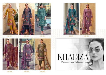 Khadiza Premium Lawn Collection Shree Fabs Cotton Pakistani Patch Work Suits Supplier Ahmedabad