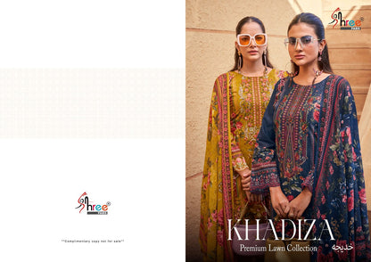Khadiza Premium Lawn Collection Shree Fabs Cotton Pakistani Patch Work Suits Supplier Ahmedabad