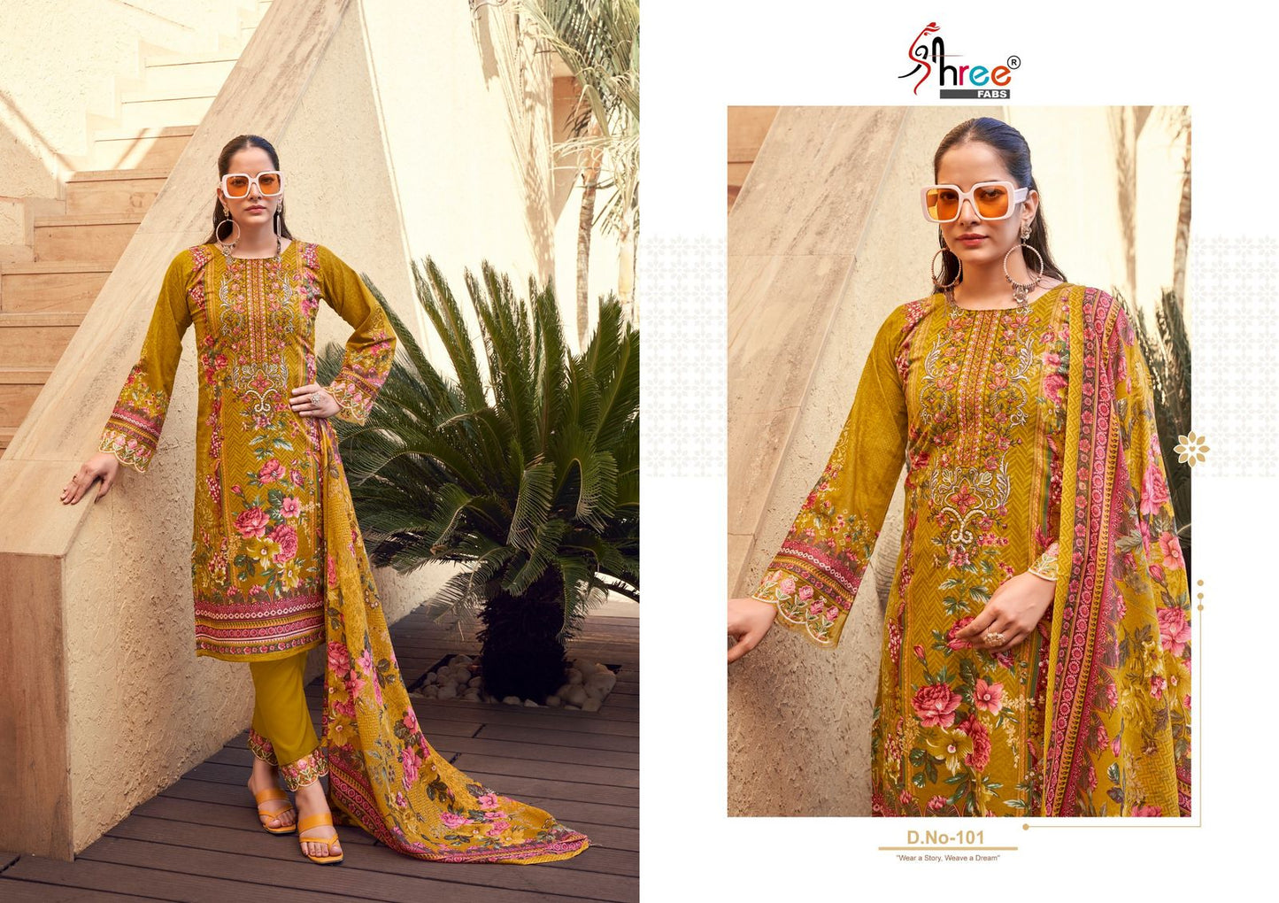 Khadiza Premium Lawn Collection Shree Fabs Cotton Pakistani Patch Work Suits Supplier Ahmedabad