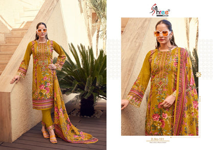 Khadiza Premium Lawn Collection Shree Fabs Cotton Pakistani Patch Work Suits Supplier Ahmedabad