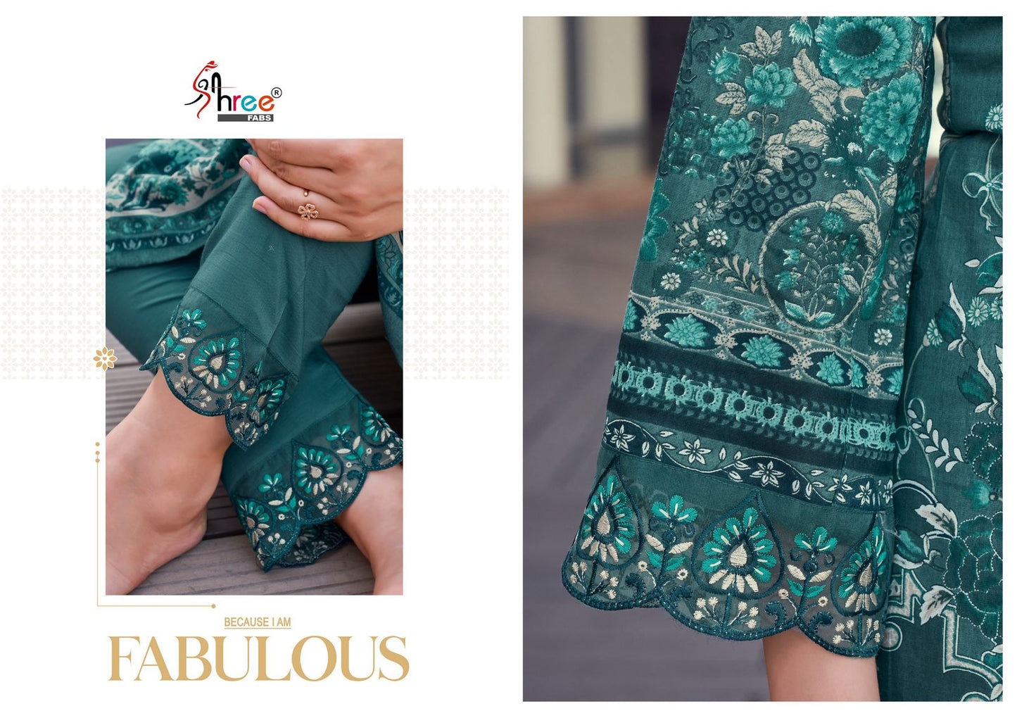 Khadiza Premium Lawn Collection Shree Fabs Cotton Pakistani Patch Work Suits Supplier Ahmedabad