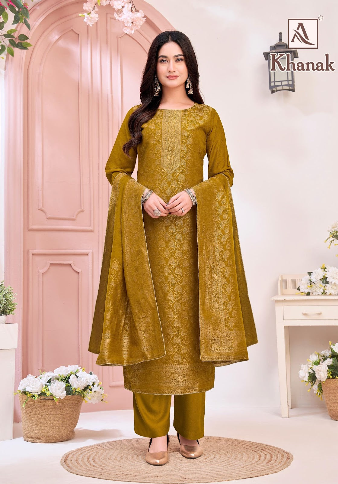 Khanak Alok Muslin Jacquard Pant Style Suits Supplier Ahmedabad