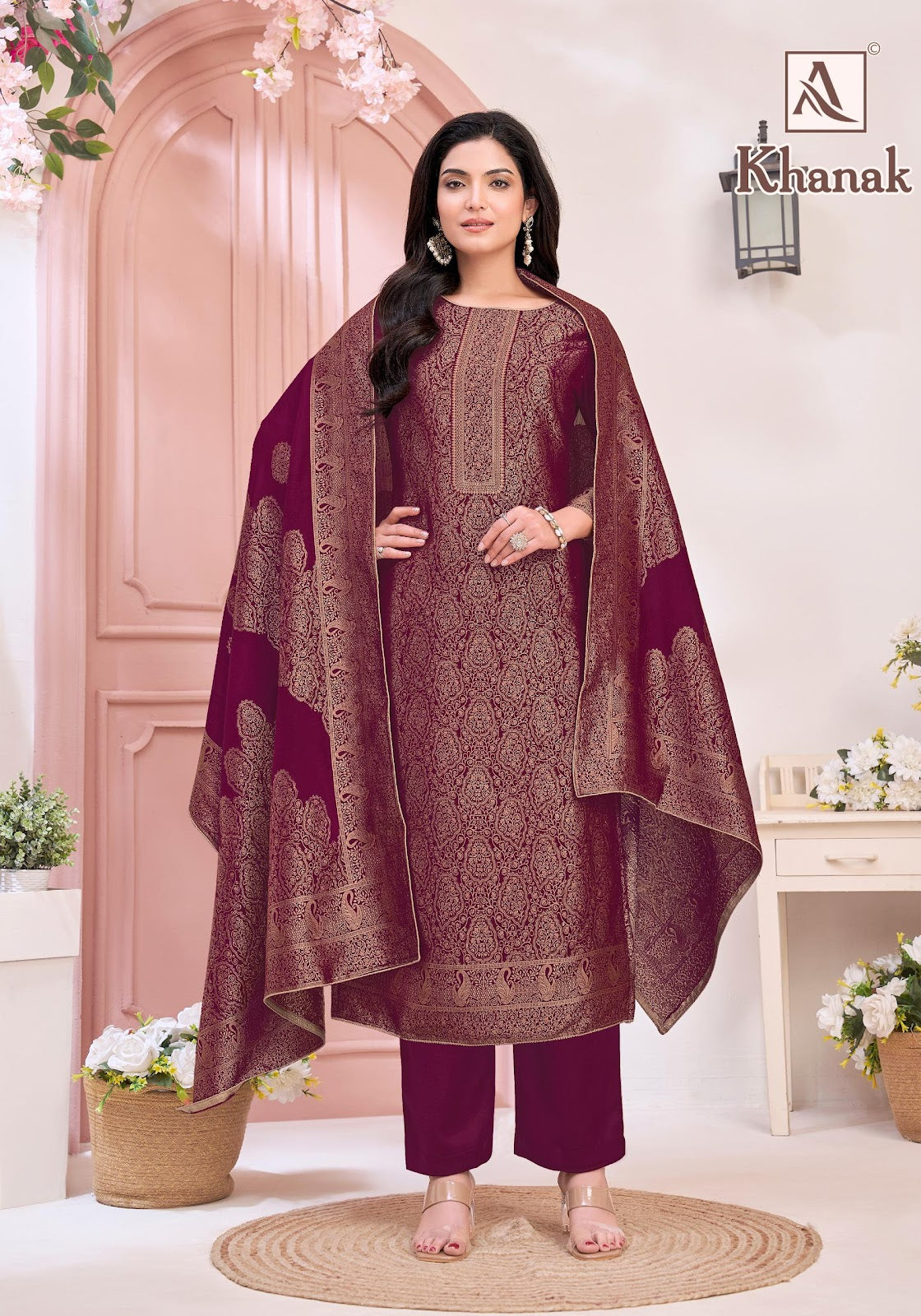 Khanak Alok Muslin Jacquard Pant Style Suits Supplier Ahmedabad