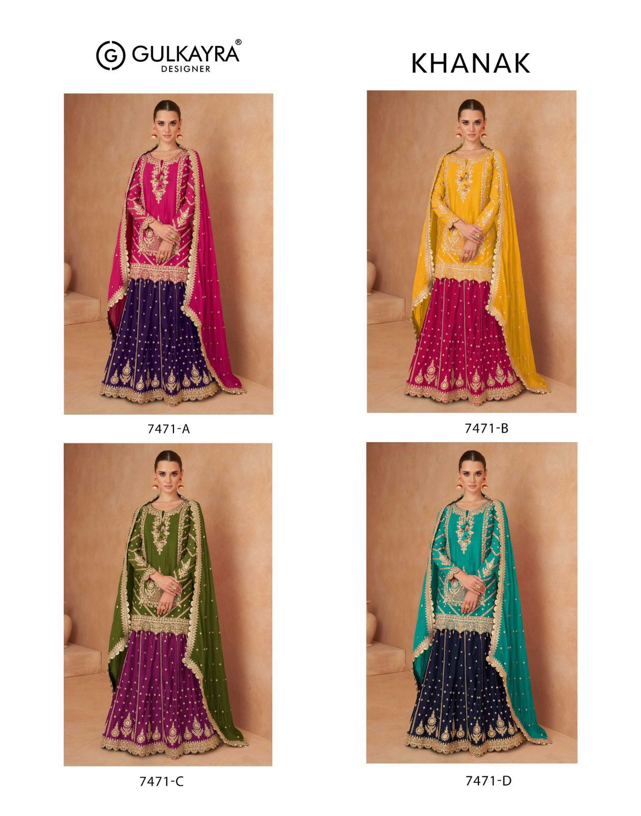 Khanak 7471 Gulkayra Designer Chinon Readymade Skirt Style Suits Exporter