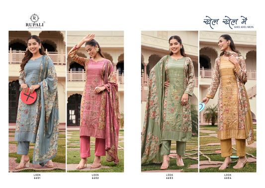 Khel Khel Mein Rupali Jam Satin Pant Style Suits Manufacturer