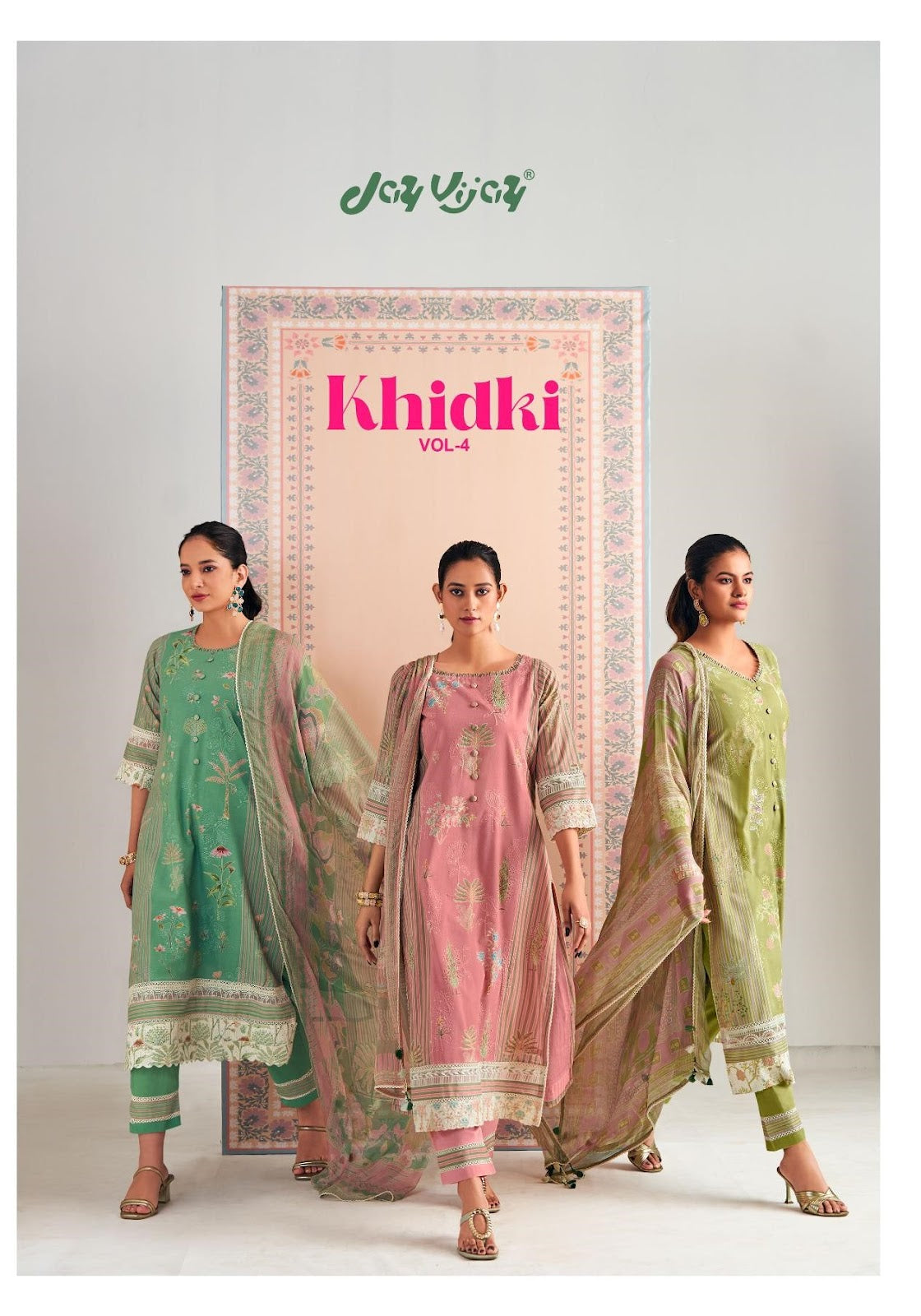 Khidki Vol 4 Jay Vijay Pure Cotton Pant Style Suits Supplier Ahmedabad