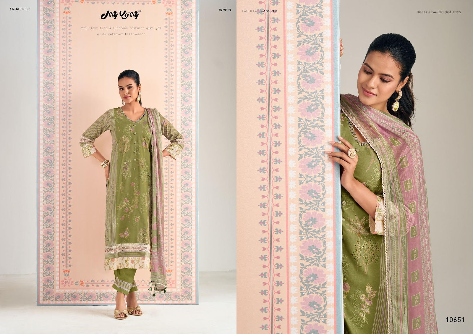 Khidki Vol 4 Jay Vijay Pure Cotton Pant Style Suits Supplier Ahmedabad