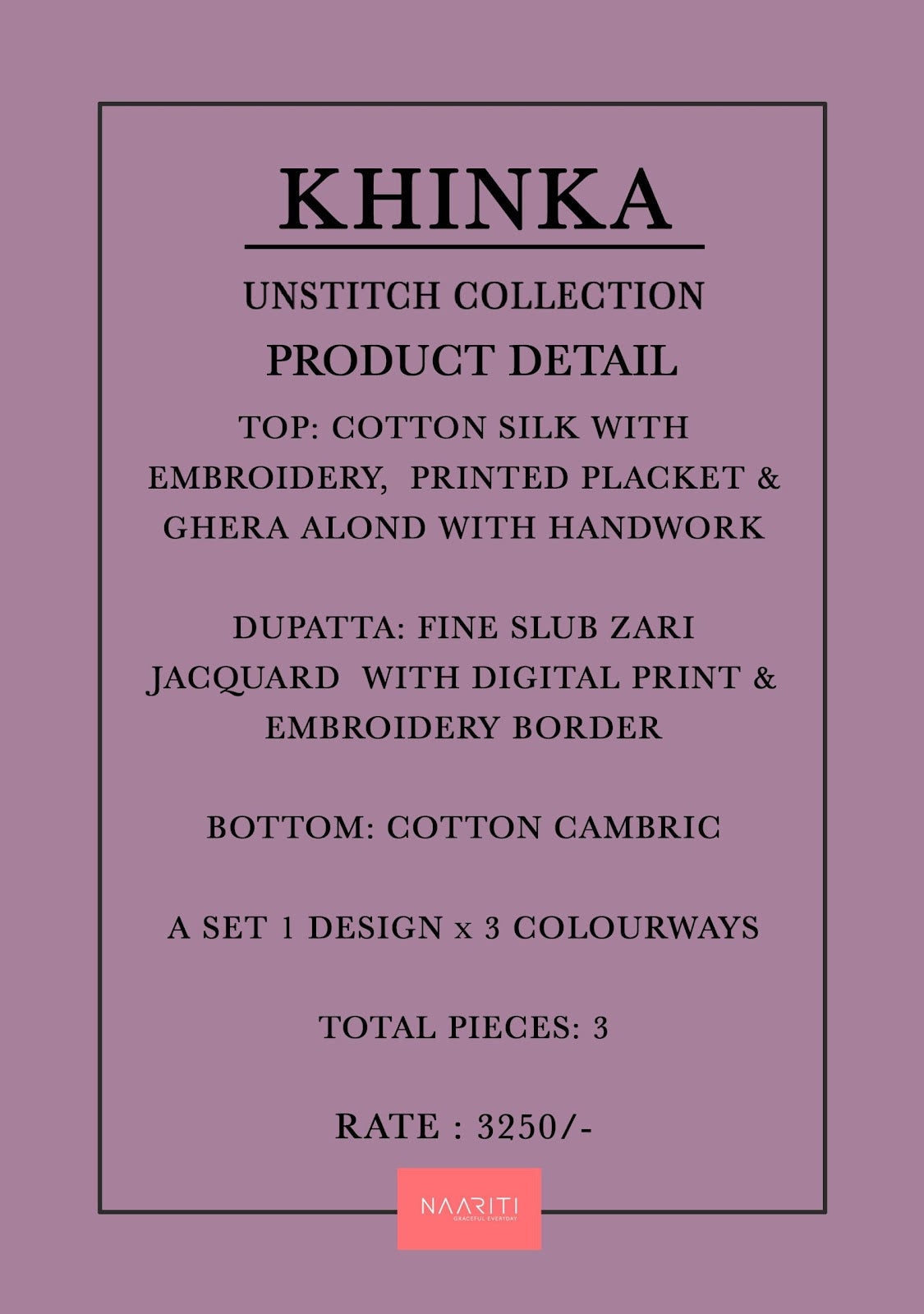 Khinka Naariti Cotton Silk Pant Style Suits Supplier