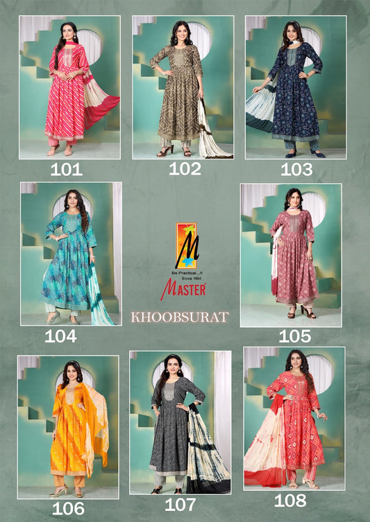 Khoobsurat Master Rayon Foil Readymade Pant Style Suits Wholesale Rate