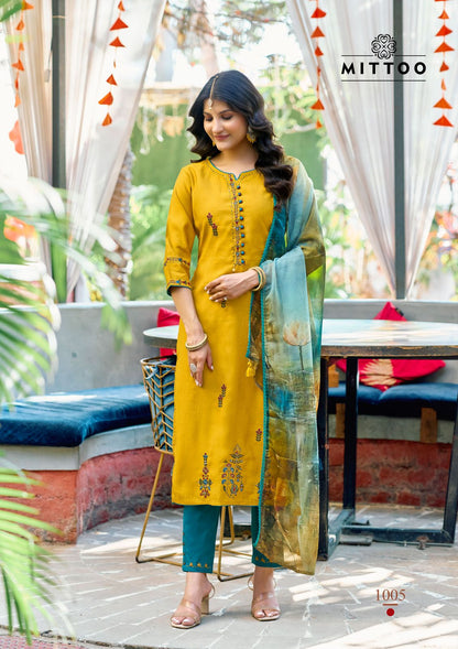 Khoobsurat Mittoo Viscose Weaving Readymade Pant Style Suits Wholesale Rate