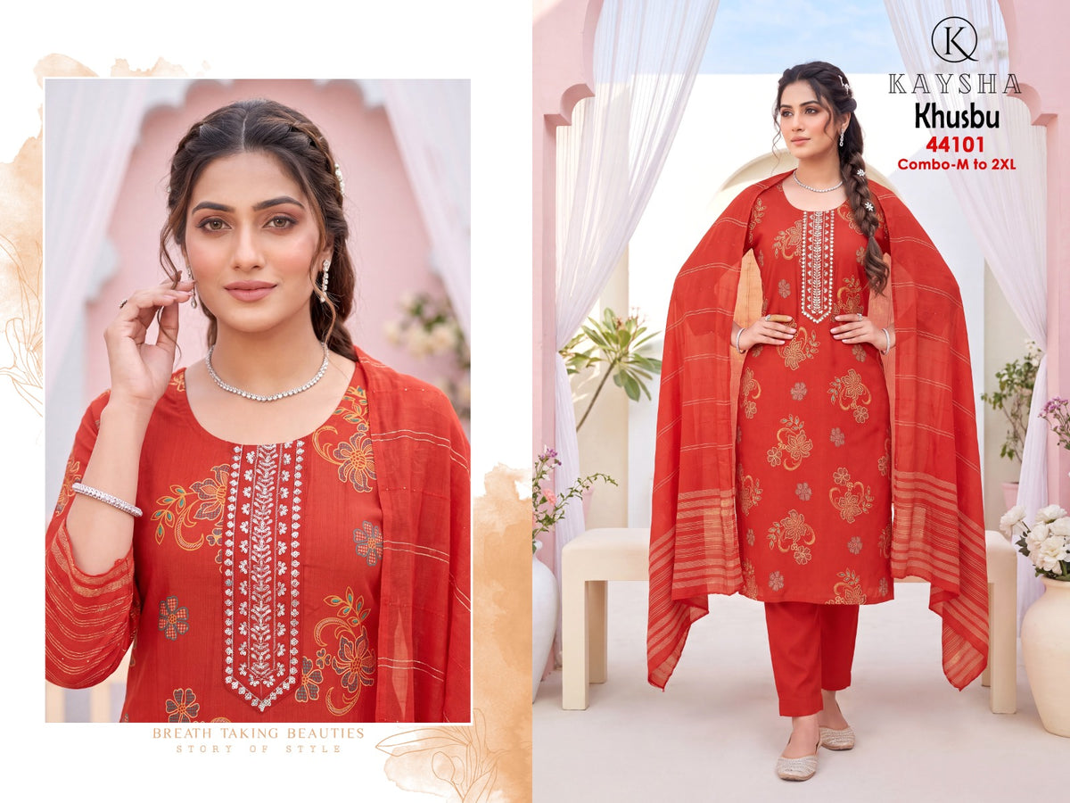Khusbu Kysa Vertican Readymade Pant Style Suits Exporter Ahmedabad