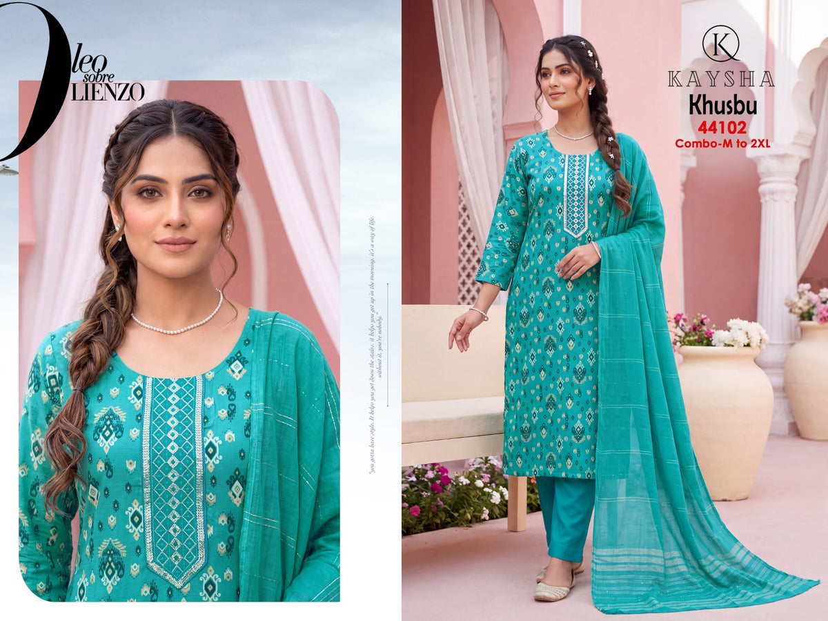Khusbu Kysa Vertican Readymade Pant Style Suits Exporter Ahmedabad
