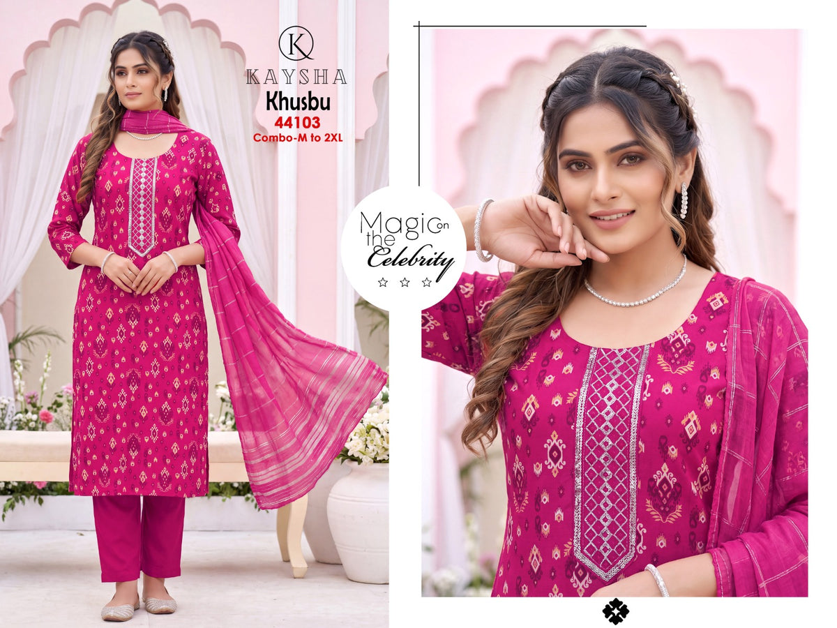 Khusbu Kysa Vertican Readymade Pant Style Suits Exporter Ahmedabad