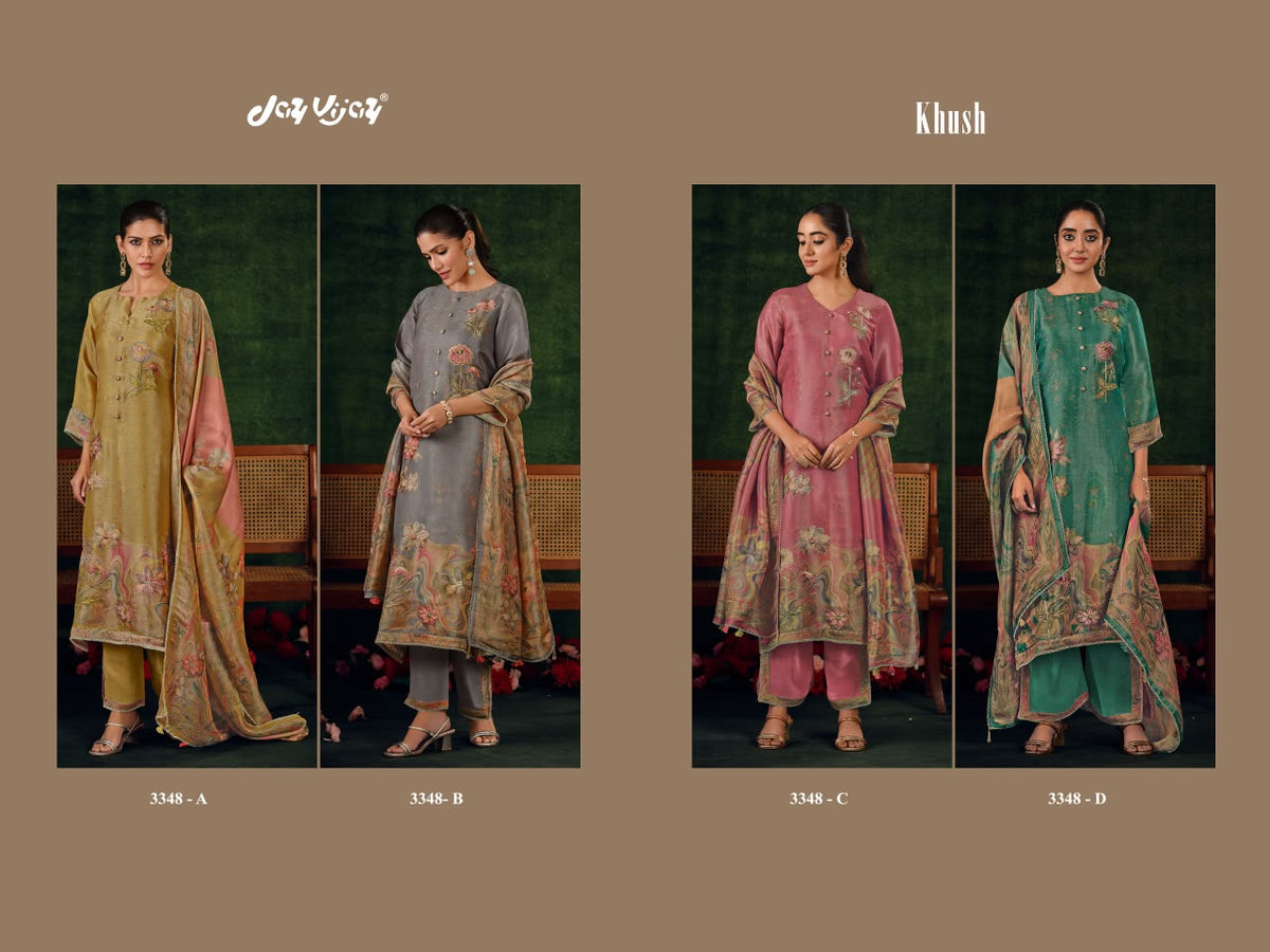 Khush 3348 Jay Vijay Bemberg Pant Style Suits Wholesaler Gujarat