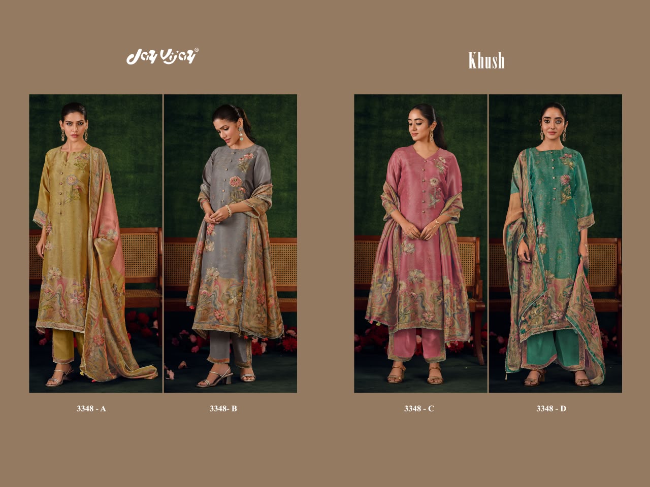 Khush 3348 Jay Vijay Bemberg Pant Style Suits Wholesaler Gujarat