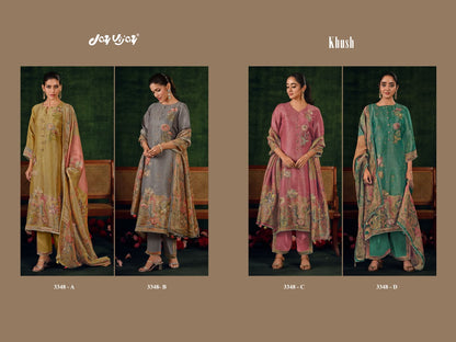Khush 3348 Jay Vijay Bemberg Pant Style Suits Wholesaler Gujarat
