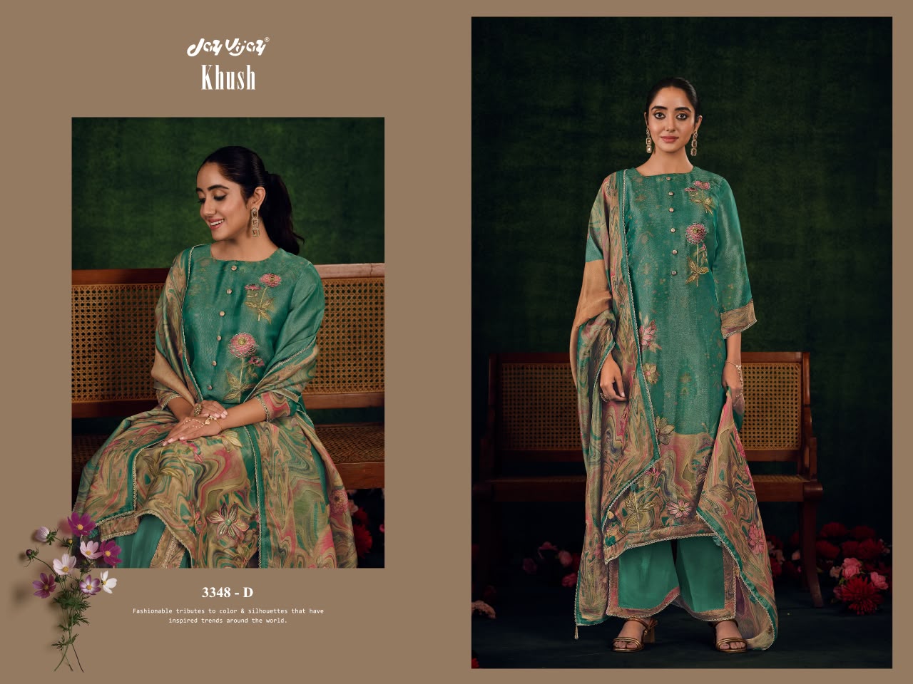 Khush 3348 Jay Vijay Bemberg Pant Style Suits Wholesaler Gujarat