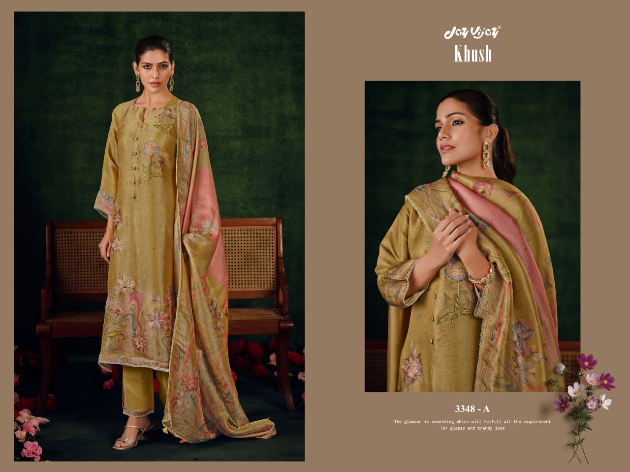 Khush 3348 Jay Vijay Bemberg Pant Style Suits Wholesaler Gujarat