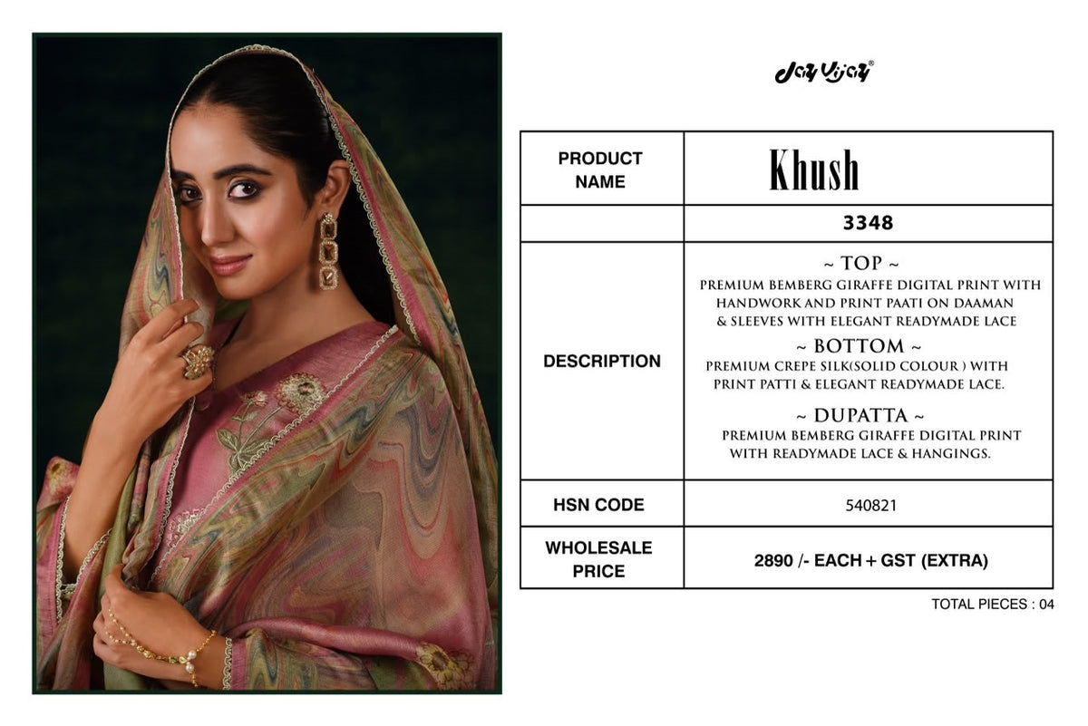 Khush 3348 Jay Vijay Bemberg Pant Style Suits Wholesaler Gujarat