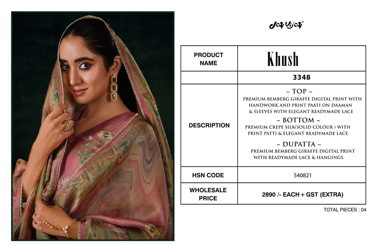 Khush 3348 Jay Vijay Bemberg Pant Style Suits Wholesaler Gujarat