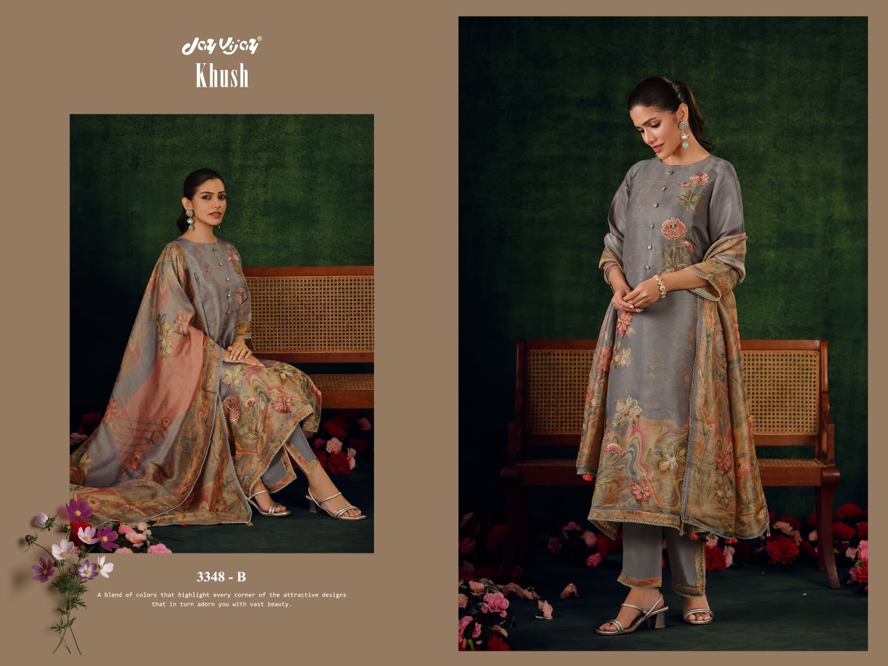Khush 3348 Jay Vijay Bemberg Pant Style Suits Wholesaler Gujarat