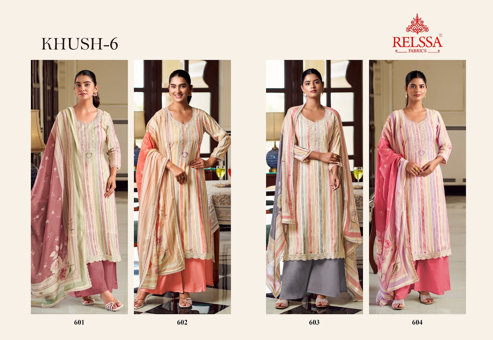 Khush 6 Relssa Fabrics Pure Maslin Plazzo Style Suits Supplier India