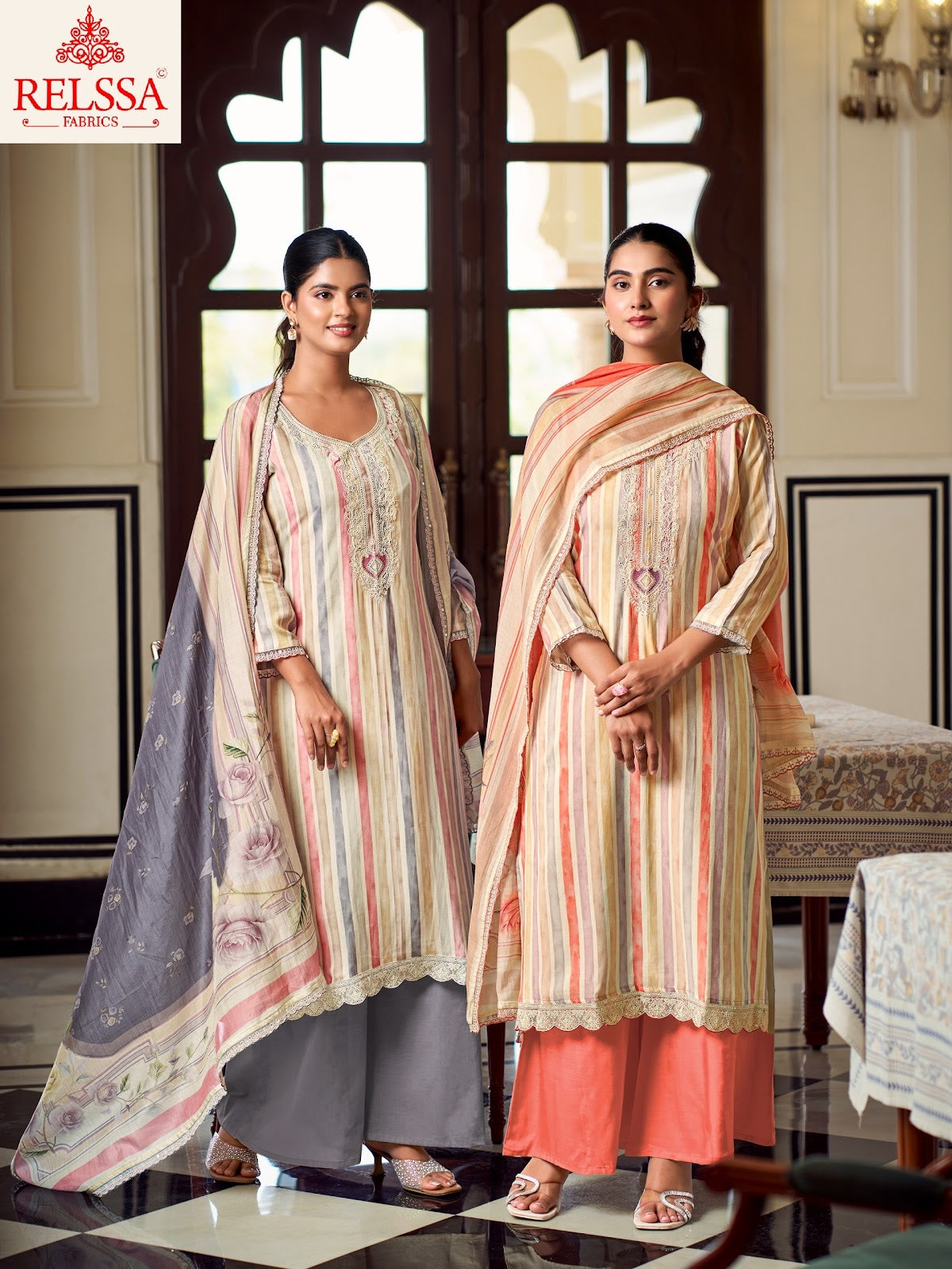 Khush 6 Relssa Fabrics Pure Maslin Plazzo Style Suits Supplier India
