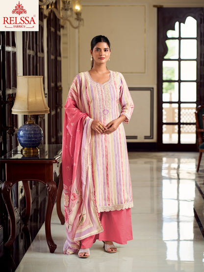 Khush 6 Relssa Fabrics Pure Maslin Plazzo Style Suits Supplier India