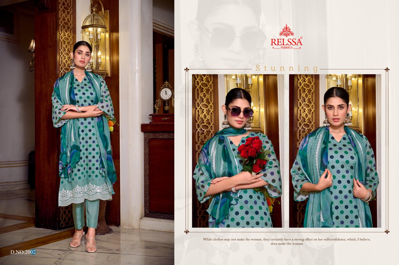 Khush Vol 2 Relssa Fabrics Pure Maslin Pant Style Suits Exporter India