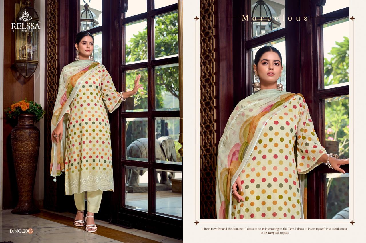 Khush Vol 2 Relssa Fabrics Pure Maslin Pant Style Suits Exporter India