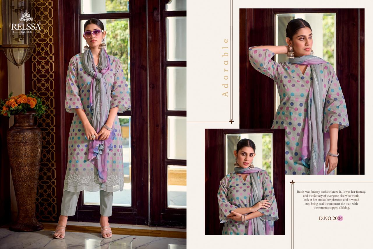 Khush Vol 2 Relssa Fabrics Pure Maslin Pant Style Suits Exporter India