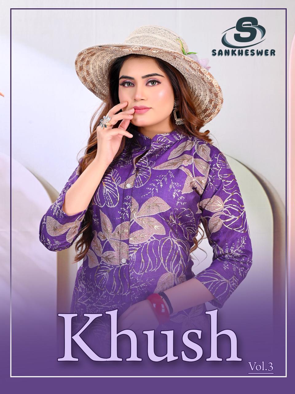 Khush Vol 3 Sankheswer Vertican Kurti Plazzo Set Wholesaler Gujarat